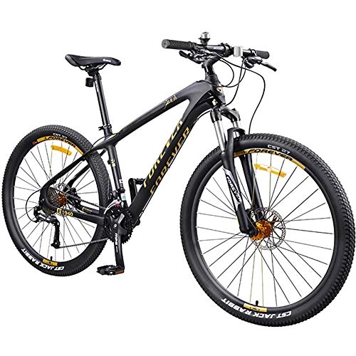 Mountain Bike : Carbon Fiber Mountain Trail Bike 30 Speed 27.5 Inch Bicycle Full SuspensionMountain Bikes, Shimano Drivetrain, Suspension Fork / Hydraulic Disc Brake, Customized F1940-1-C, Black Gold