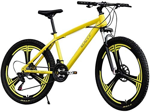 Mountain Bike : Carbon-rich steel Strong 26 inch mountain bike fully suitable from 150 cm-185cm disc brake front and rear full suspension boys-men bike with front and rear fender-yellow