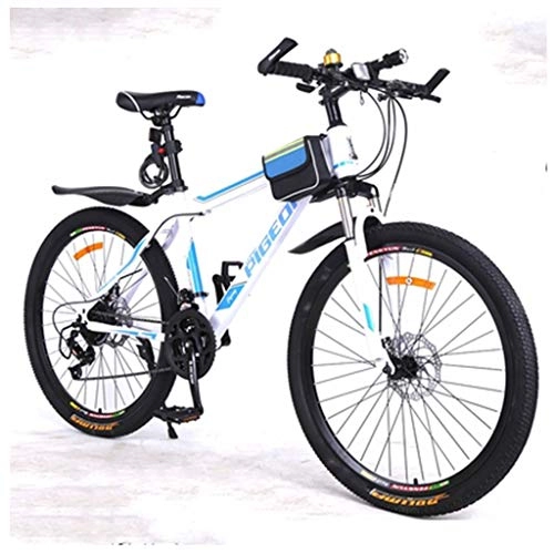 Mountain Bike : CDBK Mountain bike, 30-speed shiftable student bicycle disc brakes shock absorber 26 inch adult bicycle city road racing, White