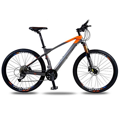 Mountain Bike : CENPEN Outdoor sports Hard tail mountain bike, carbon fiber bicycle 26 inch 30 speed shift hard tail double oil disc disc brake adult offroad outdoor riding trip (Color : Orange)