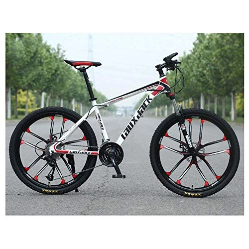 Mountain Bike : CENPEN Outdoor sports Mountain Bike, High Carbon Steel Front Suspension Frame Mountain Bike, 27 Speed Gears Outroad Bike with Dual Disc Brakes, Red