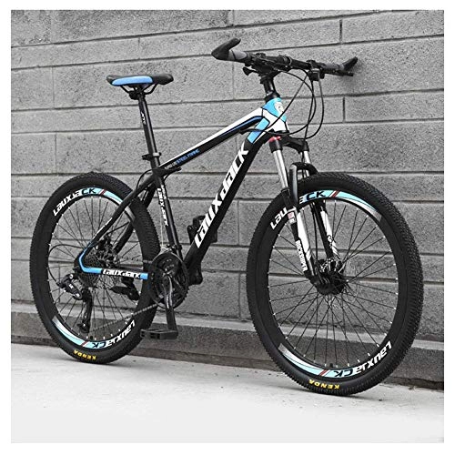 Mountain Bike : Chenbz Outdoor sports 26 Inch Mountain Bike, HighCarbon Steel Frame, Double Disc Brake And Suspensions, 27 Speeds, Unisex, Black