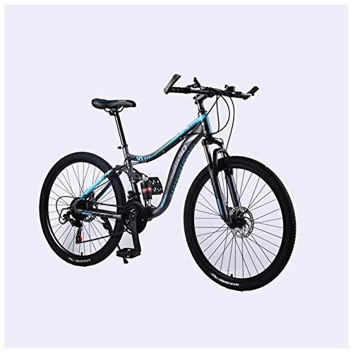 Mountain Bike : Chenbz Outdoor sports Mountain Bike 2130 Speeds 26 Inch Double Disc Brake Suspension Full Suspension AntiSlip Bikes with HighCarbon Steel Frame (Color : Blue, Size : 27 Speed)