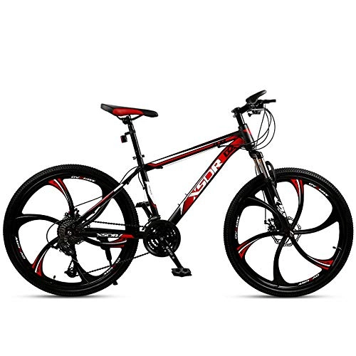Mountain Bike : Chengke Yipin Mountain bike student outdoor bicycle 26 inch one wheel spring front fork high carbon steel frame double disc brake city road bike-red_21 speed