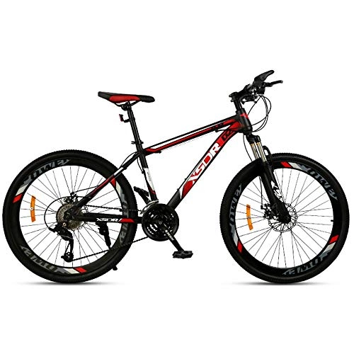 Mountain Bike : Chengke Yipin Outdoor mountain bike Man woman bicycle 24 inch Spring front fork High carbon steel frame Double disc brakes City road bike-red_21 speed