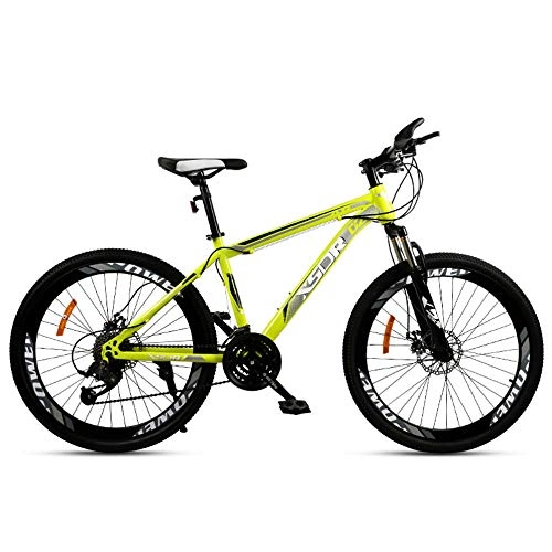 Mountain Bike : Chengke Yipin Outdoor mountain bike Man woman bicycle 26 inch Spring front fork High carbon steel frame Double disc brakes Urban road bike-yellow_21 speed