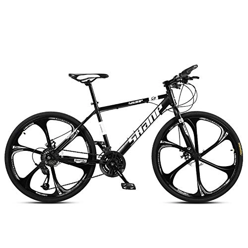 Mountain Bike : Chengke Yipin Outdoor mountain bike Men's and women's bicycles 26 inches One wheel Carbon steel frame Double disc brakes City road bike-black_21 speed