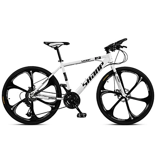 Mountain Bike : Chengke Yipin Outdoor mountain bike Men's and women's bicycles 26 inches One wheel Carbon steel frame Double disc brakes City road bike-white_21 speed