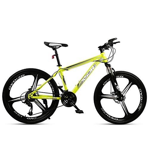 Mountain Bike : Chengke Yipin Outdoor mountain bike Student bicycle 24 inch One wheel Spring front fork High carbon steel frame Double disc brakes City road bike-yellow_21 speed