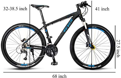Mountain Bike : CHHD Mountain Bikes, 27.5 Inch Mountain Bikes, Adult 27-Speed Mountain Bike, Aluminum Frame, All Terrain Mountain Bike, Adjustable Seat, Blue