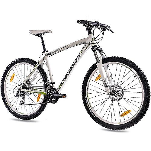 Mountain Bike : CHRISSON '1 / 4Inches Aluminium MTB Mountain Bike Bicycle 27, 5er Unisex with 24g Shimano 2XDISK Dragon Rims Matte White
