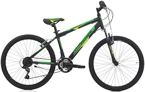 Mountain Bike : Cicli Cinzia Boy Bicycle MTB All Terrain 24 Inch Skate Aluminum Frame, Amortized Fork 18 Speed Gearbox Black Green