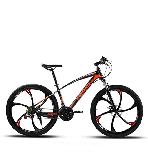 Mountain Bike : Cloth-YG Adult Variable Speed Mountain Bike, Double Disc Brake Bikes, Beach Snowmobile Bicycle, Upgrade High-Carbon Steel Frame, 24 Inch Wheels, Orange, 21 speed