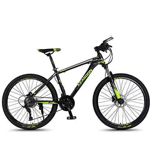 Mountain Bike : Convenient Bicycle Mountain Bike Aluminum Alloy Adult Men and Women Variable Speed Off Road Student Shock Road Lightweight (Color : Black green, Size : Smart version)