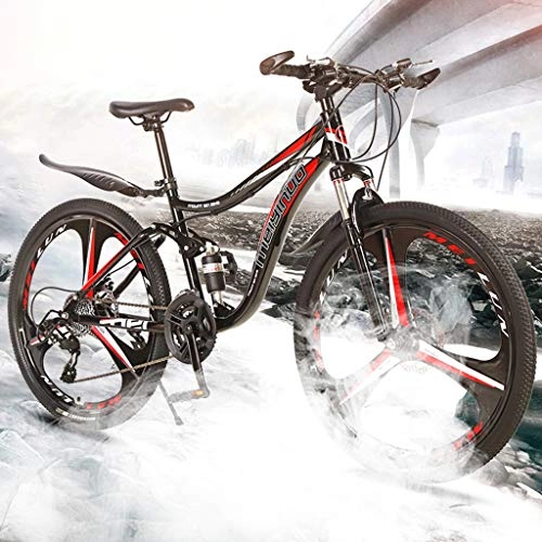 Mountain Bike : cordar Mountain Bike - 26in Carbon Steel Mountain Bicycle 21 Speed Double Disc Brake Double Shock Absorption Mountain Bike, Lightweight, Durable, Riding Comfortable, for Hiking Lover (Red)