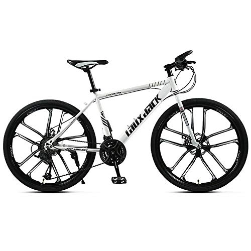 Mountain Bike : COSCANA 26 Inch Mountain Bikes, 21-30 Speed MTB, High Carbon Steel Frame Mountain Bicycle With Dual Disc Brake For Men And WomenWhite-21 Speed