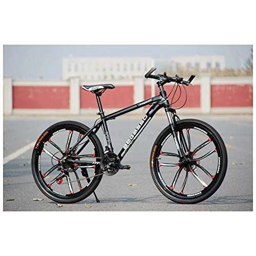 Mountain Bike : COSCANA 26" Mountain Bike High Carbon Steel Suspension Fork Bikes, 21-27 Speed Dual Disc Brakes City Mountain Bicycle For Adults And TeensBlack-27 Speed