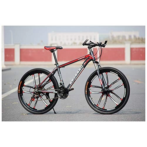Mountain Bike : COSCANA 26" Mountain Bike High Carbon Steel Suspension Fork Bikes, 21-27 Speed Dual Disc Brakes City Mountain Bicycle For Adults And TeensRed-27 Speed