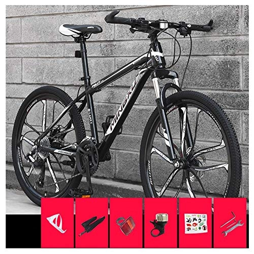 Mountain Bike : COSCANA Adult Mountain Bike with 26 Inch Wheel High Carbon Steel Frame Bicycle with Dual Disc Brakes Front Suspension for Men And WomenBlack-21 Speed
