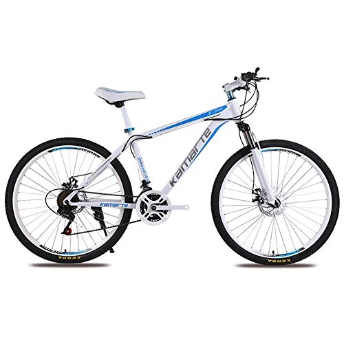 Mountain Bike : COSCANA Mens Mountain Bike, Front Suspension, 21-27 Speed, 26-Inch Wheels, 17-Inch High Carbon Steel Frame With Dual Disc Brake MTBBlue-27 Speed