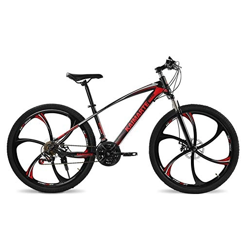 Mountain Bike : COSCANA Mountain Bike 21-27 Speed With High Carbon Steel Frame, 26 Inch 6 Spoke Wheels, Double Disc Brake, Front Suspension Anti-Slip BikesRed-27 Speed