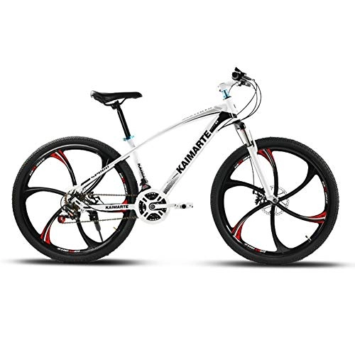 Mountain Bike : COSCANA Mountain Bike 21-27 Speed With High Carbon Steel Frame, 26 Inch 6 Spoke Wheels, Double Disc Brake, Front Suspension Anti-Slip BikesWhite-27 Speed