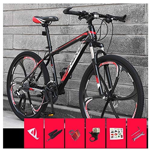 Mountain Bike : COSCANA Mountain Bike, 26 Inch 21-Speed Mountain ​​Bicycle, Road Bike High Carbon Steel Frame Front Suspension MTB For Men WomenRed-27 Speed