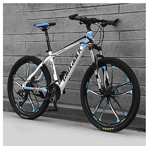 Mountain Bike : COSCANA Mountain Bike 26 Inch Wheel 21-30 Speed With 17 Inch High Carbon Steel Frame Double Disc Brake Front Suspension Anti-Slip BicycleBlue-24 Speed