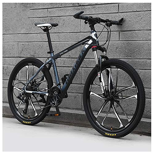 Mountain Bike : COSCANA Mountain Bike 26 Inch Wheel 21-30 Speed With 17 Inch High Carbon Steel Frame Double Disc Brake Front Suspension Anti-Slip BicycleGray-21 Speed