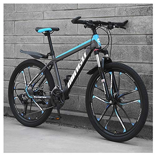 Mountain Bike : COSCANA Mountain Bike With 17" Frame, 21-30 Speed, Front Suspension, Dual Disc Brakes Mountain Bicycle For Men And Women Adult TeensBlue-27 Speed