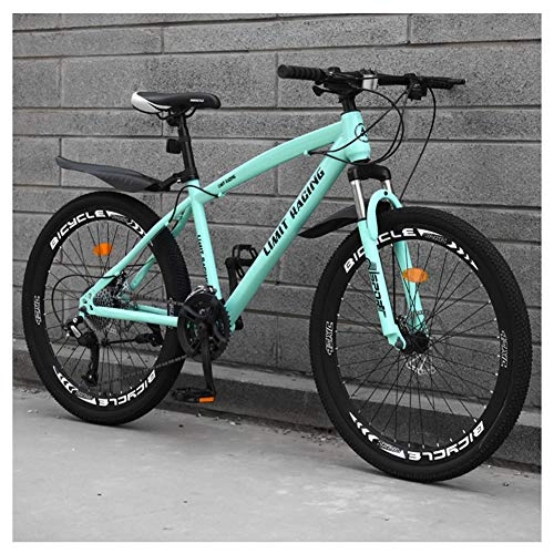 Mountain Bike : COSCANA Mountain Bike With 17" Frame Front Suspension, 21-27 Speed MTB, Dual Disc Brakes Mountain Bicycle For Men Women AdultGreen-24 Speed