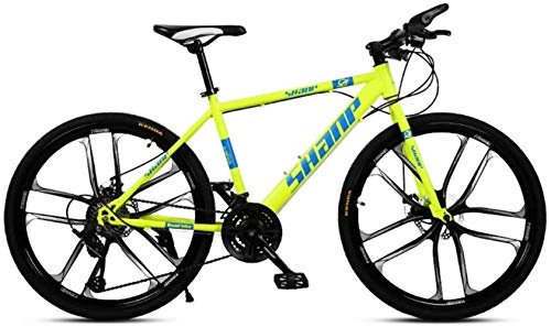 Mountain Bike : Country Mountain Bike 24 / 26 Inch Double Disc Brake, Adult MTB Country Gearshift Bicycle, Hardtail Mountain Bike with Adjustable Seat Carbon Steel Yellow 10 Cutter, 21-stage shift, 26inches