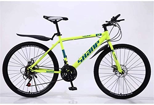 Mountain Bike : Country Mountain Bike 24 / 26 Inch Double Disc Brake, Adult MTB Country Gearshift Bicycle, Hardtail Mountain Bike with Adjustable Seat Carbon Steel Yellow Spoke Wheel, 24-stage shift, 24inches