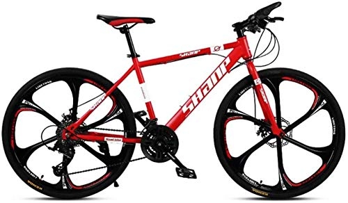 Mountain Bike : Country Mountain Bike 24 / 26 Inch Double Disc Brake, Lightweight 21 speeds Mountain Bikes, Hardtail Mountain Bike with Adjustable Seat Carbon Steel Red 6 Cutter, 21-stage shift, 24inches