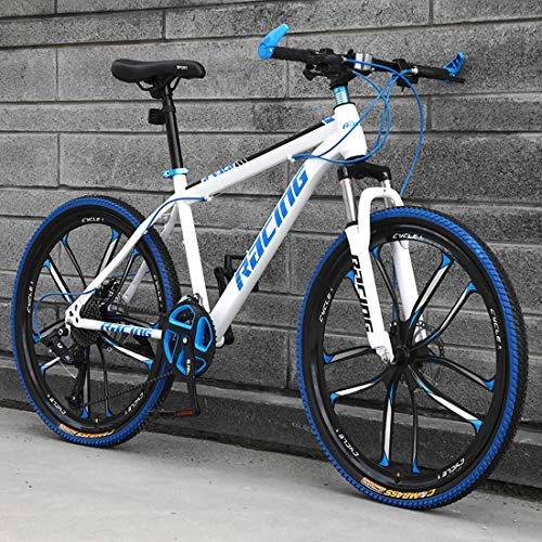 Mountain Bike : CPY-EX 26 Inch Mountain Bikes, Men's Dual Disc Brake Hardtail Mountain Bike, Bicycle Adjustable Seat, High-Carbon Steel Frame, 21 / 24 / 27 Speed, Black 3 / 6 / 9 Spoke, D3, 21