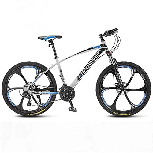 Mountain Bike : CPY-EX 26inch Mountain Bikes, Men's Dual Disc Brake Mountain Bike, Bicycle Adjustable Seat, High-Carbon Steel Frame, 21 / 24 / 27 / 30 Speed, 6 Spoke(White, Red, Blue, Black), B, 27