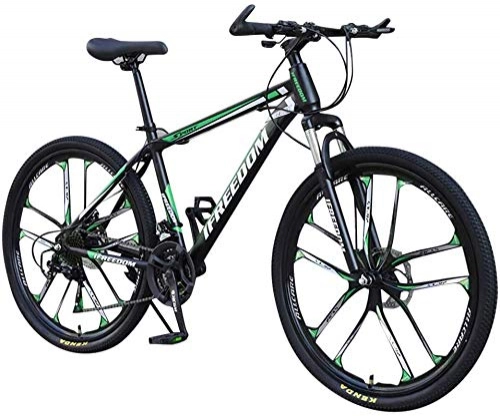 Mountain Bike : Crazboy Adult Mountain Bike, 26 inch Wheels, Mountain Trail Bike High Carbon Steel Folding Outroad Bicycles, 21-Speed Bicycle Full Suspension MTB Gears Dual Disc Brakes Mountain Bicycle (Green)