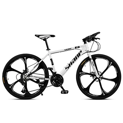 Mountain Bike : CSZZL 26 Inch Mountain Bikes, Men's Dual Disc Brake Hardtail Mountain Bike, Bicycle Adjustable Seat, High-carbon Steel Frame-White_30 Speed