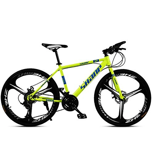 Mountain Bike : CSZZL 26 Inch Mountain Bikes, Men's Dual Disc Brake Hardtail Mountain Bike, Bicycle Adjustable Seat, High-carbon Steel Frame-Yellow 3 Spoke_30Speed