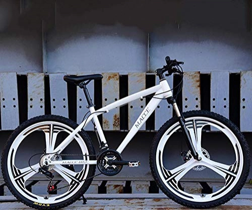 Mountain Bike : CSZZL Adult 26-inch mountain bike, dual disc brake bike, aluminum alloy three-blade wheels, unisex-White three knives_24 speed