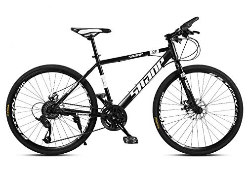 Mountain Bike : CSZZL Hybrid bike adventure bike, 26-inch wheels with disc brakes, men and women, city exercise bike, multiple colors-24 speed_Black