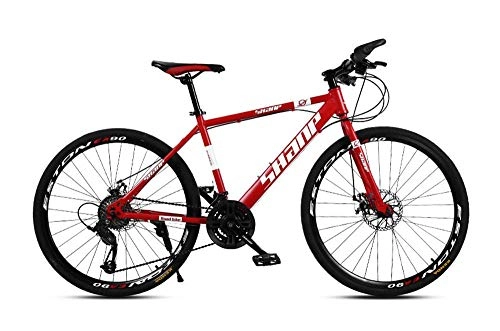Mountain Bike : CSZZL Hybrid bike adventure bike, 26-inch wheels with disc brakes, men and women, city exercise bike, multiple colors-30 speed_Red