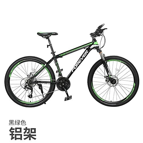 Mountain Bike : cuzona Mountain bike bicycle male shift adult female bicycle young student shock absorption off-road racing-24 speed_Spoke wheel black green aluminum frame_24 inches