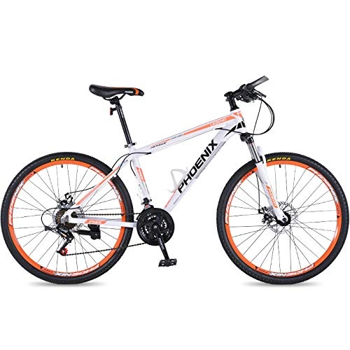 Mountain Bike : cuzona Variable speed mountain bike adult men and women bicycle double disc brake off-road shock absorption racing-21 speed_21-speed white and blue_26 inches
