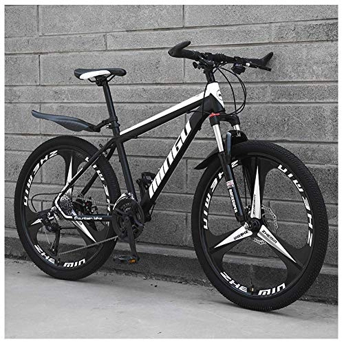 Mountain Bike : CXY-JOEL 26 inch Men's Mountain Bikes, High-Carbon Steel Hardtail Mountain Bike, Mountain Bicycle with Front Suspension Adjustable Seat, 21 Speed, White 3 Spoke Suitable for Men and Women, Cycling and