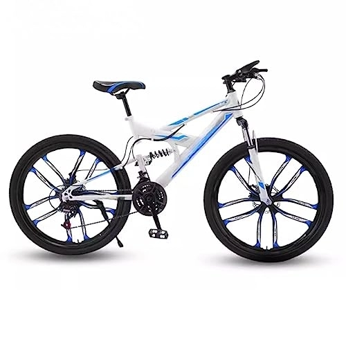 Mountain Bike : DADHI 26-inch Mountain Bike with Variable Speed, Mountain Bike, Commuter Bicycle, Suitable for Adults and Teenagers (white blue 24 speed)