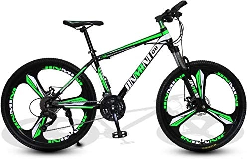 Mountain Bike : DALUXE 24 Inches 26 Inch Mountain Bikes, Men's Dual Disc Brake Hardtail Mountain Bike, bicycle adjustable seat, high-carbon steel frame, 21 speed, 3 spoke (black and green), l