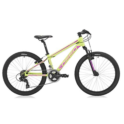 Mountain Bike : Deed Rookie 240 24 Inch 31, 75 cm Junior 21SP Rim Brakes Lime / Pink