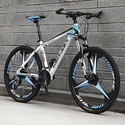 Mountain Bike : DFEIL Blue White Knight 26 Inch Cross-country Mountain Bike, High-carbon Steel Hardtail Mountain Bike, Mountain Bicycle With Front Suspension Adjustable Seat (Color : 21 speed)
