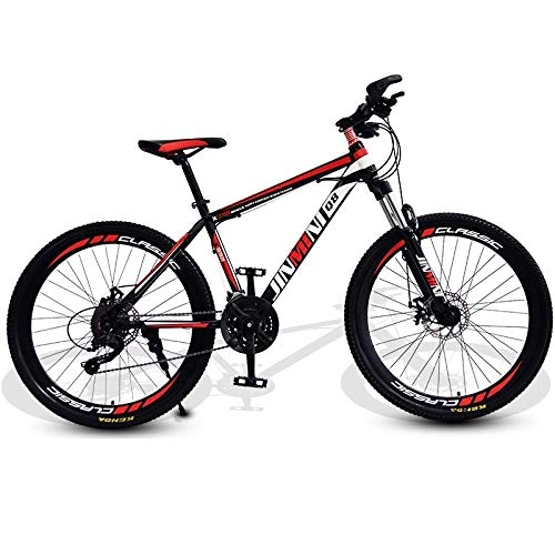 Mountain Bike : DGAGD 24 inch mountain bike adult male and female variable speed travel bicycle spoke wheel-Black red_21 speed